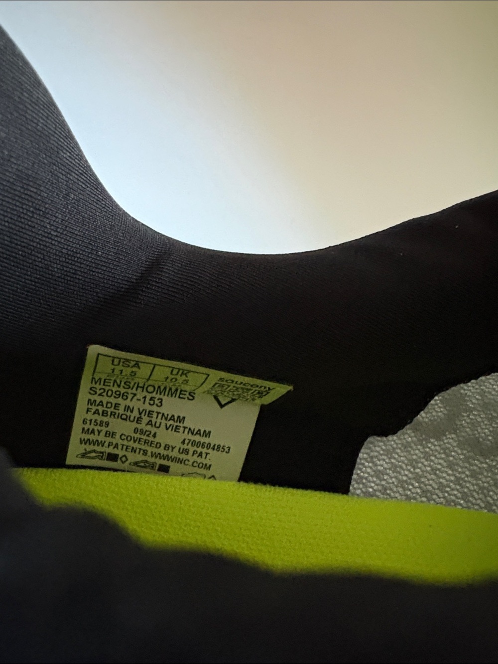 Saucony White and Neon Yellow Men's Running Sneakers - Picture 4 of 6